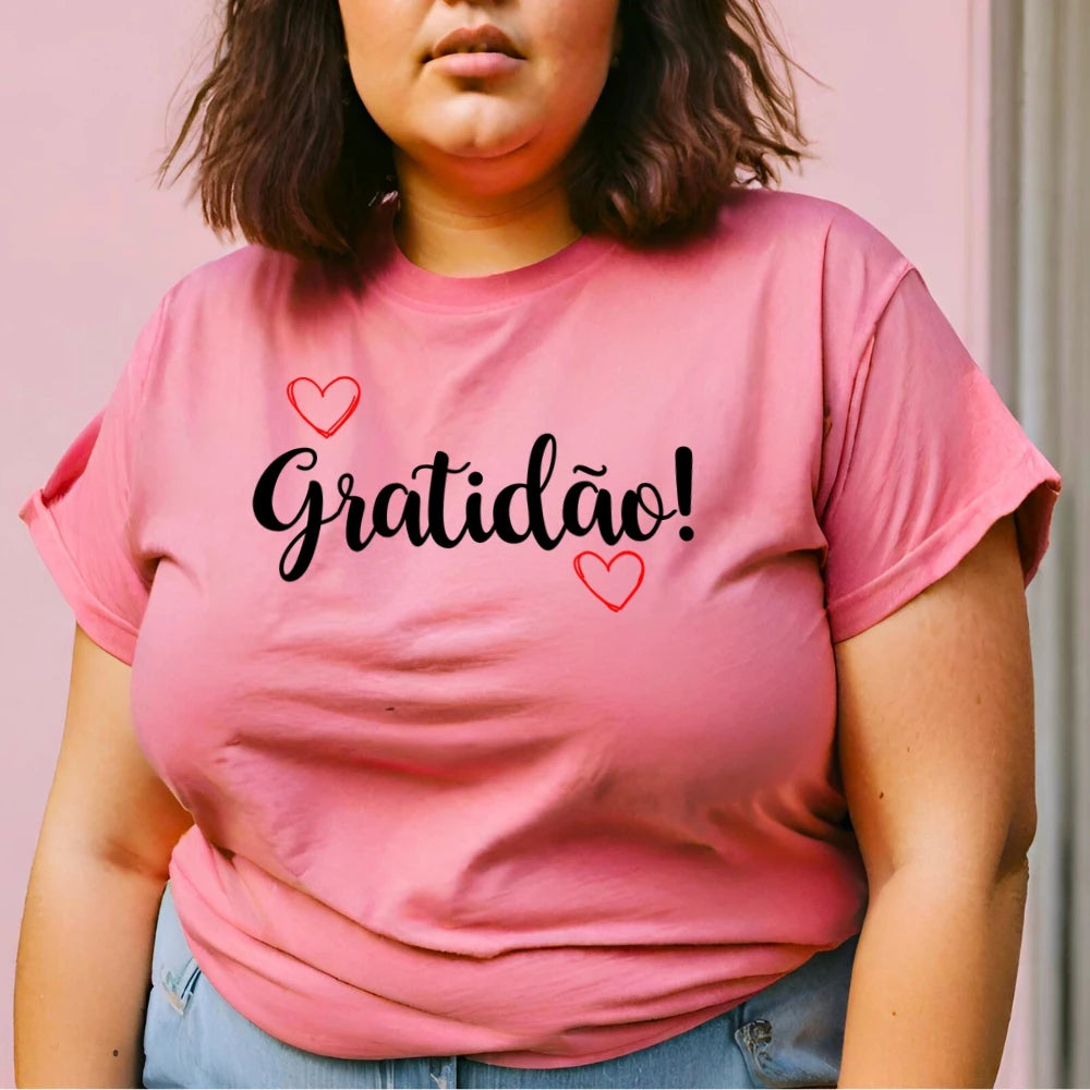 GuGi Printed Women's T-Shirt Gratitude! With Hearts 100% Cotton Soft CF01-012