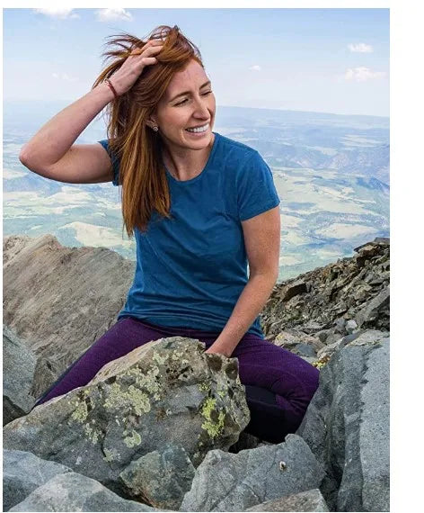100% Merino Wool T-Shirt Womens Lightweight Short Sleeve Crew Shirts Merino Wool Base Layer Women Undershirt No Itch Breathable