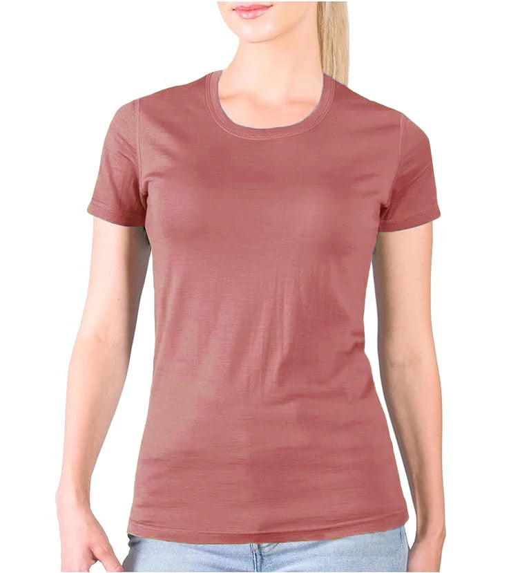 100% Merino Wool T-Shirt Womens Lightweight Short Sleeve Crew Shirts Merino Wool Base Layer Women Undershirt No Itch Breathable