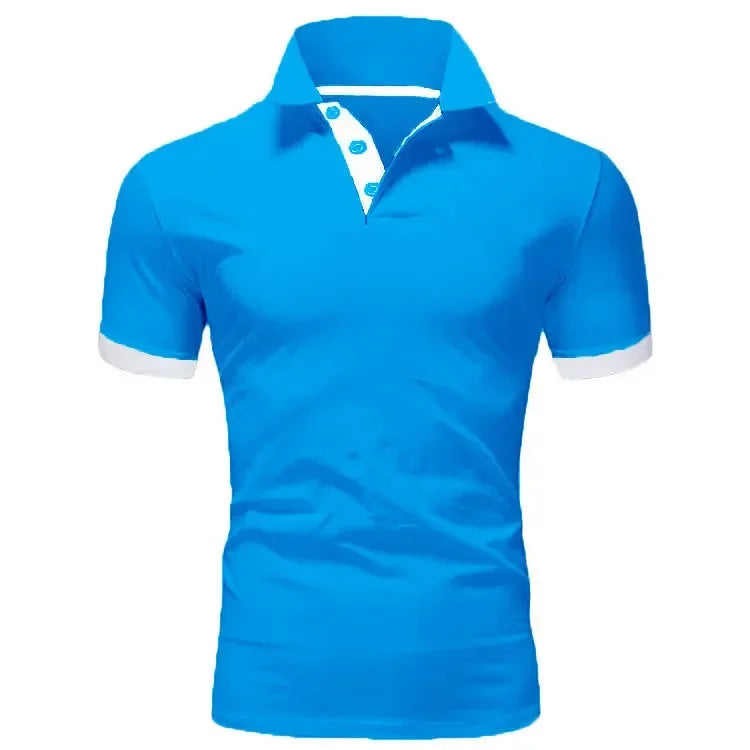 Camisa polo masculina, casual, respirável, manga curta