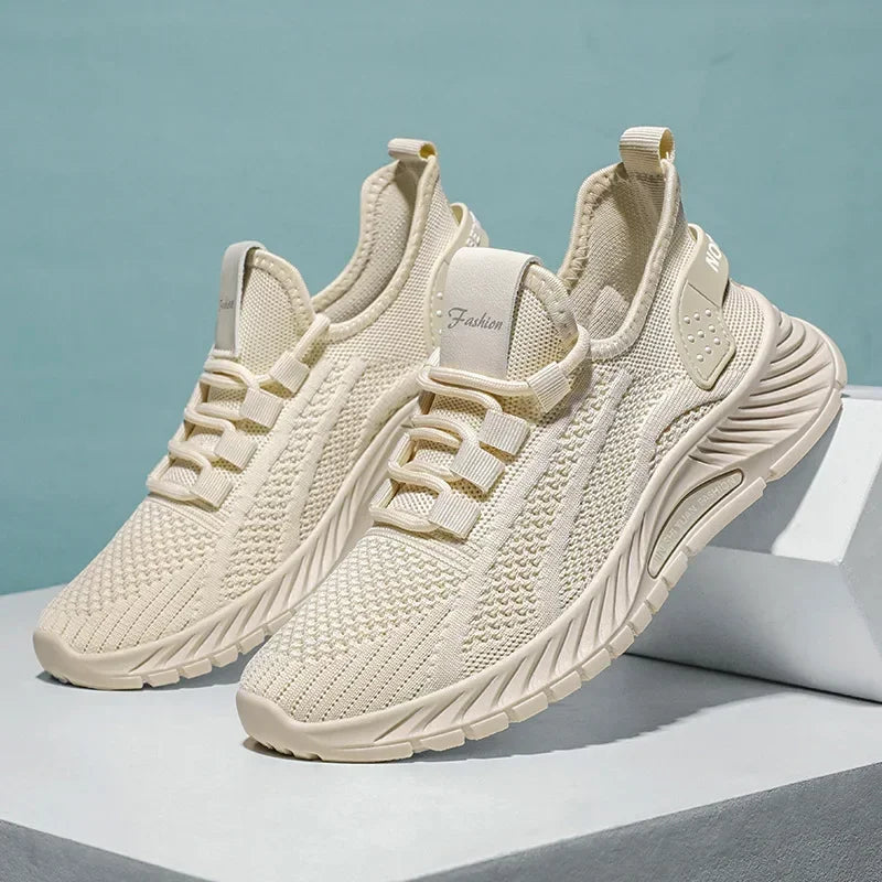 Tênis casual com designer feminino: esportivos, moda renda, de malha respirável.