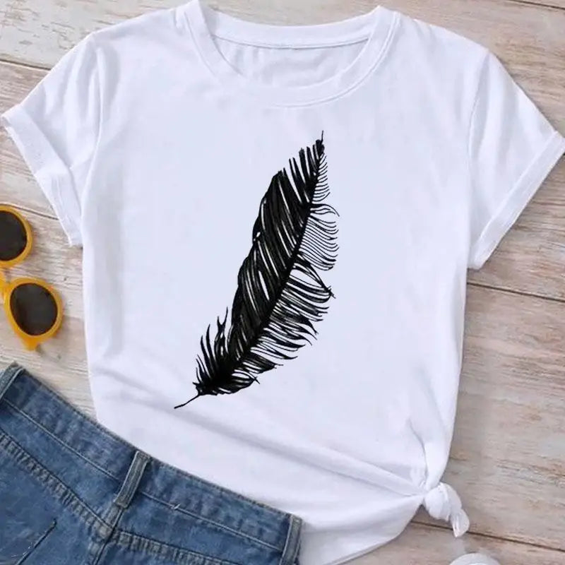 Fashion Clothes Summer Spring Flower 90s Tee Ladies Cartoon Clothing Short Sleeve Graphic T Shirt Women T-shirt Female Top