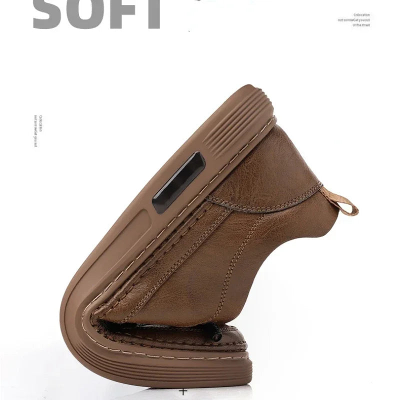 Novo Casual masculino: em couro, antiderrapante, impermeável, confortável, sola plana.