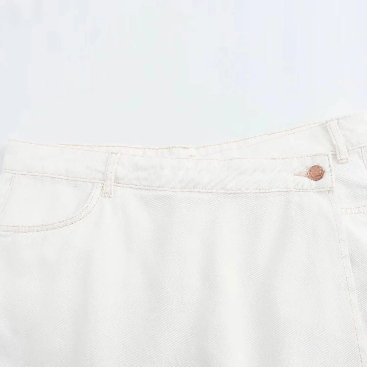 Conjuntos femininos em jeans: camisa gola com manga curta e bolso decoração + shorts cintura média assimétrico