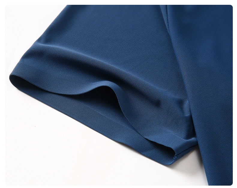 Camisa polo masculina de malha fina: elástica, respirável, polo com lapela casual