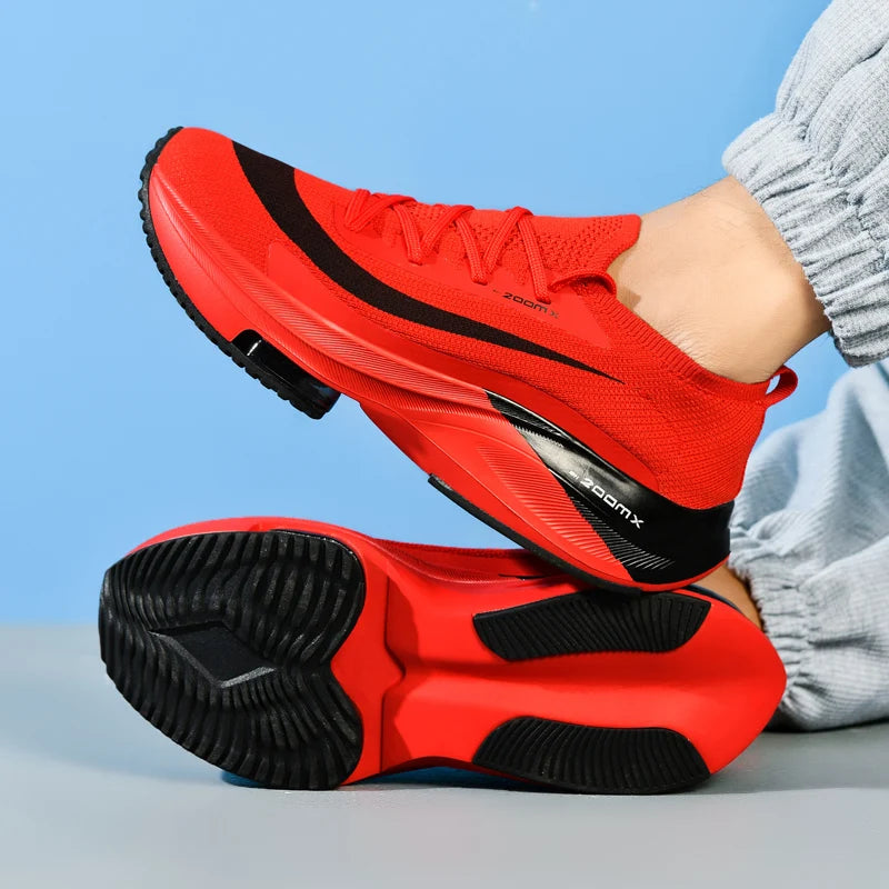 Tênis de corrida masculino: malha respirável, confortável, plana.