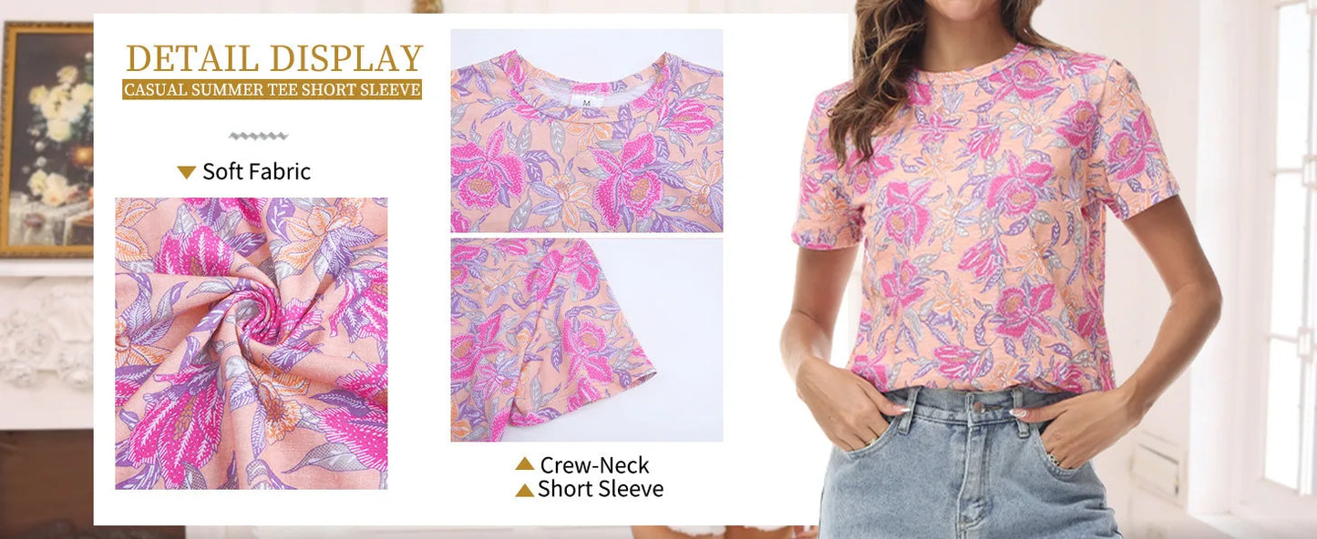 2024 Fashion Women's Stripe Print T-shirt Top Simple Casual Female Short Sleeve Clothing New Loose Colorful O-Neck T-Shirts