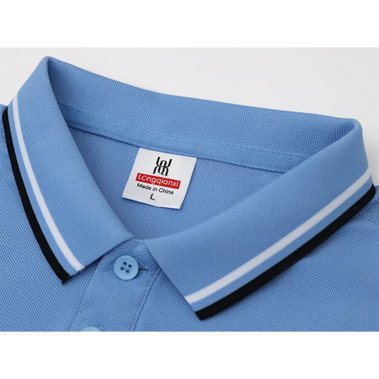 Camisa polo masculina, manga curta: com lapela de botão, simples, leve