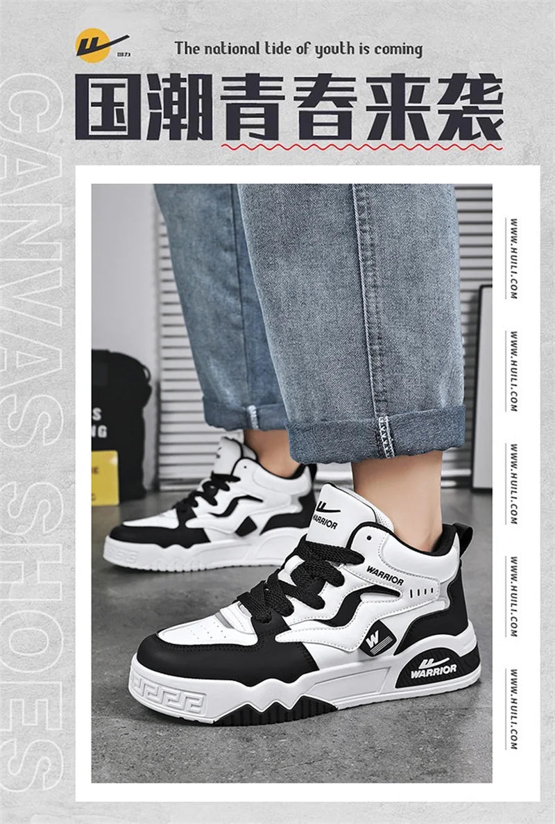 Novo Tênis quatro estações masculino, confortável, tênis de plataforma, vulcanizados branco.