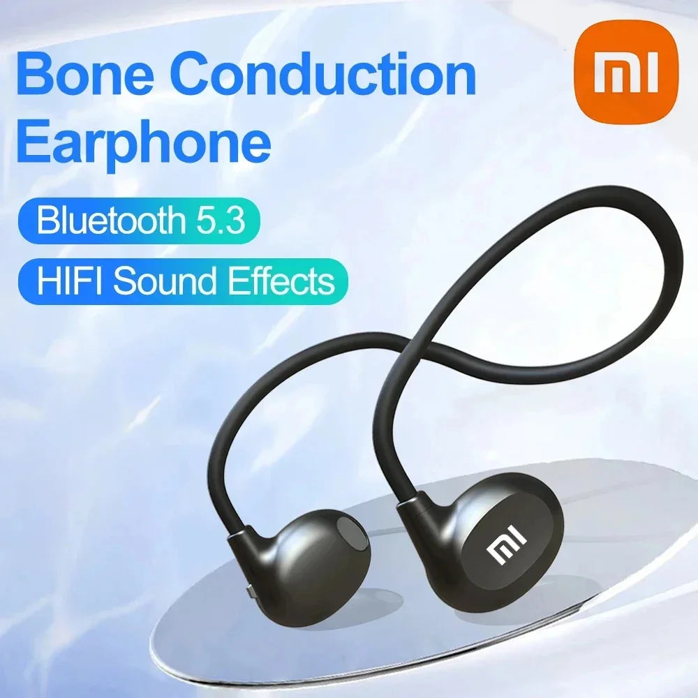 Fones de ouvido sem fio Xiaomi Bone Conduction Bluetooth 5.3 para pescoço, esportivo, estéreo, com microfone.