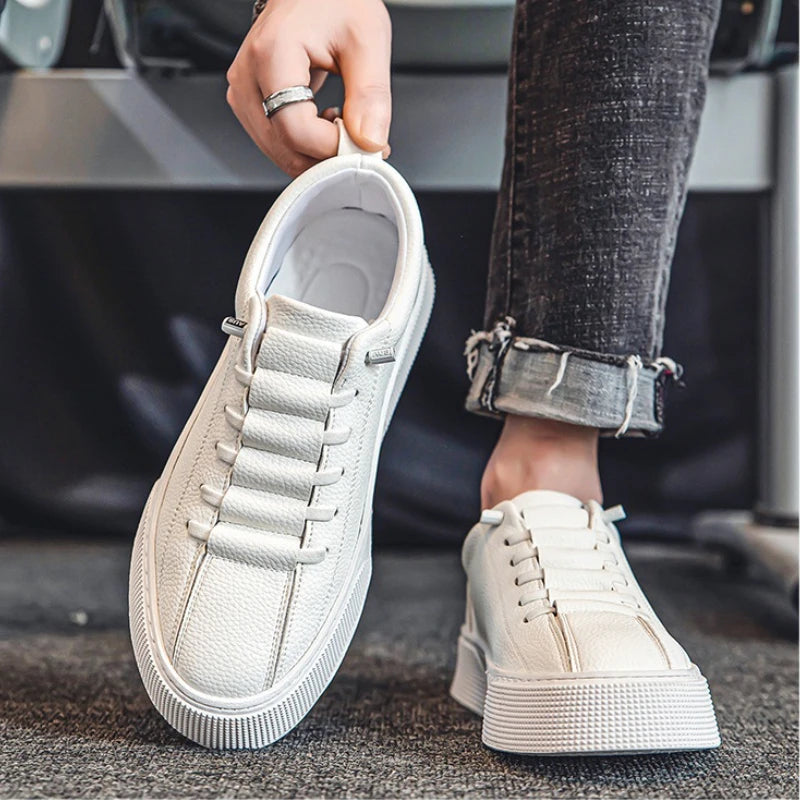 Tênis masculino: primavera, moda rendas, de couro, casual confortável