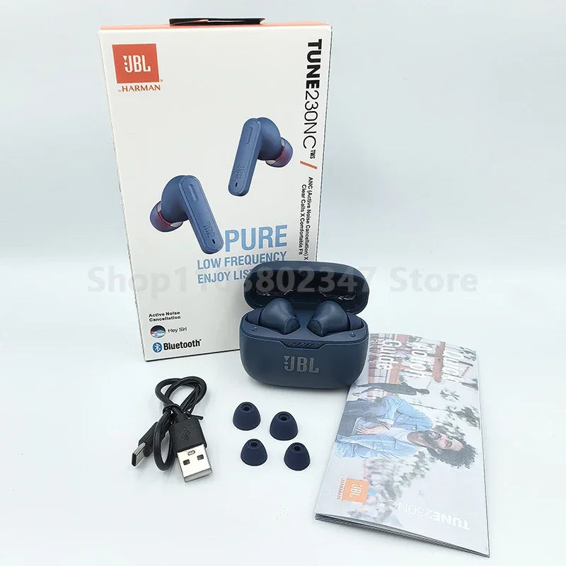 Fones de ouvido Bluetooth sem fio JBL Tune 230NC TWS originais, som estéreo esportivo, com microfone, edição HK