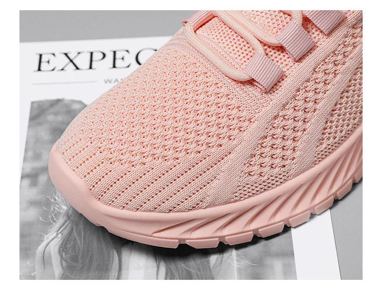 Tênis casual com designer feminino: esportivos, moda renda, de malha respirável.