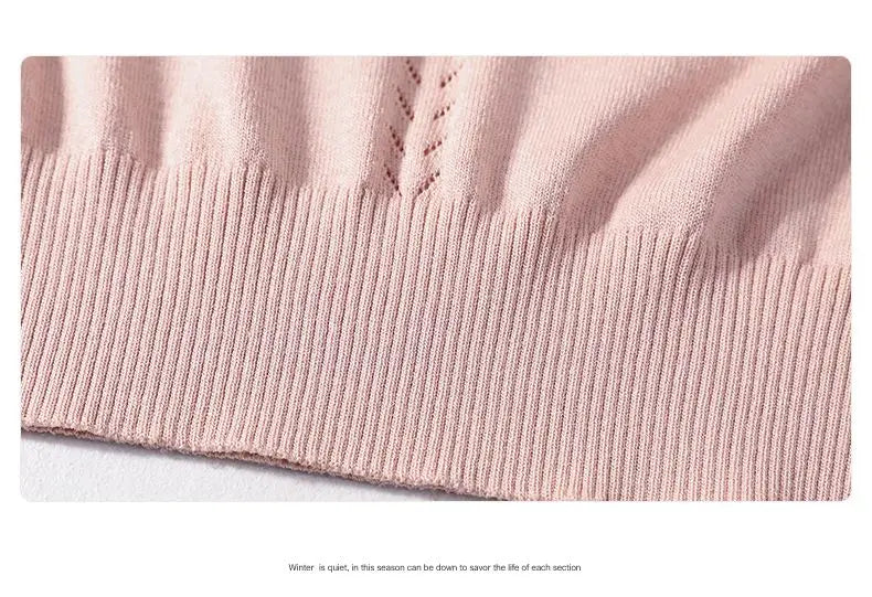 Summer Casual Fashion Hollow Out Solid Color Knitting T-shirt Ladies Short Sleeve Loose All-match Tee Women Simple Pullover Top