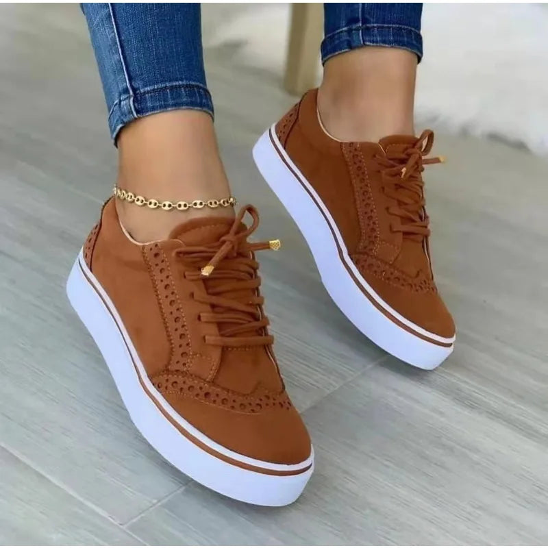 tênis femininos casual: sola plana, moda versátil com rendas