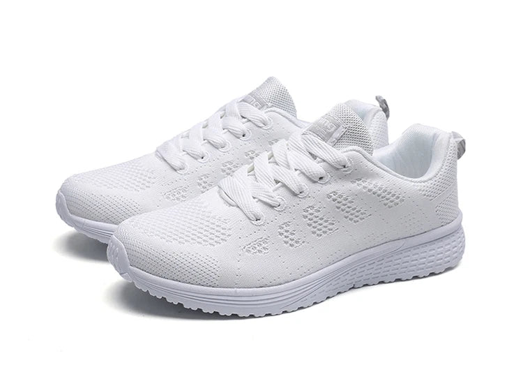 Tênis feminino moda casual: tênis com rendas, respiráveis.