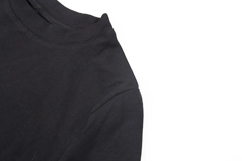 Y2K Women Backless Hollow Out T Shirt Sexy Bandage Crop Tops O-neck Tshirt Black Streetwear Short Sleeve Slim Bodycon T-shirt
