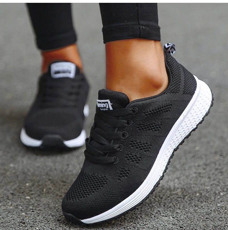 Tênis feminino moda casual: tênis com rendas, respiráveis.