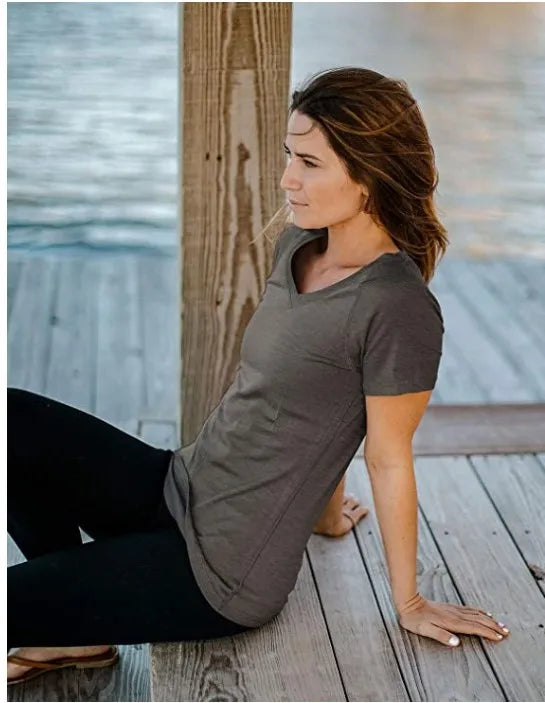 100% Merino Wool T-Shirt Womens Lightweight Short Sleeve Crew Shirts Merino Wool Base Layer Women Undershirt No Itch Breathable