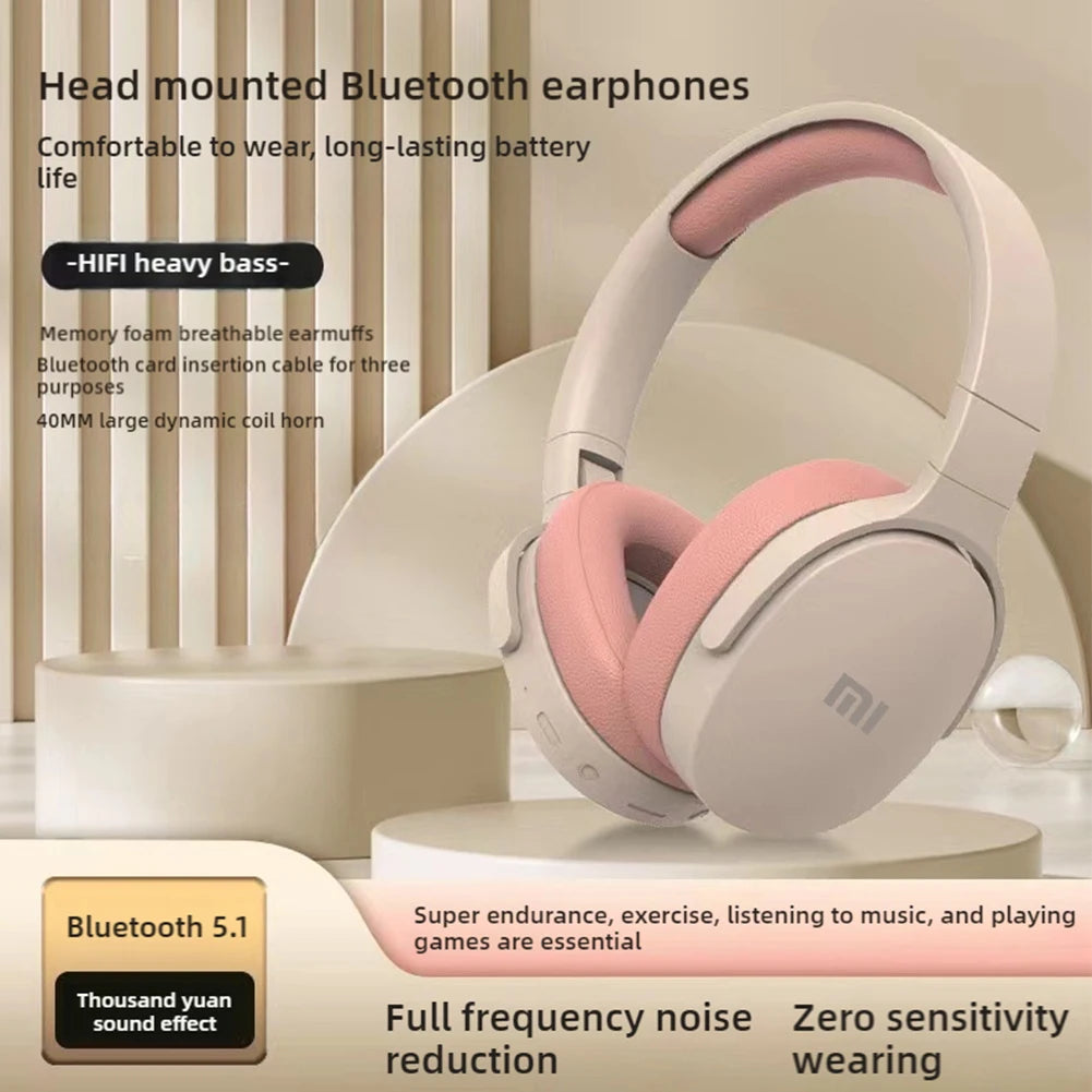 Fones de ouvido Bluetooth sem fio Xiaomi HiFi estéreo dobrável leve com suporte para cartões TF e interface tipo C de 3,5 mm