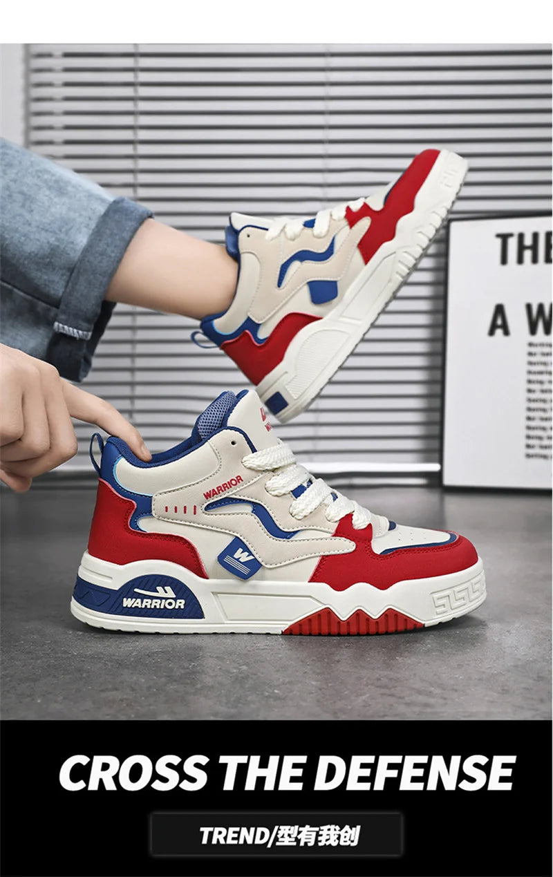 Novo Tênis quatro estações masculino, confortável, tênis de plataforma, vulcanizados branco.