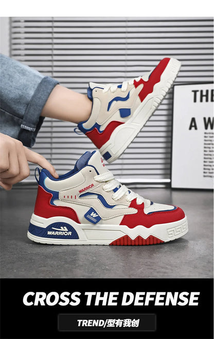 Novo Tênis quatro estações masculino, confortável, tênis de plataforma, vulcanizados branco.