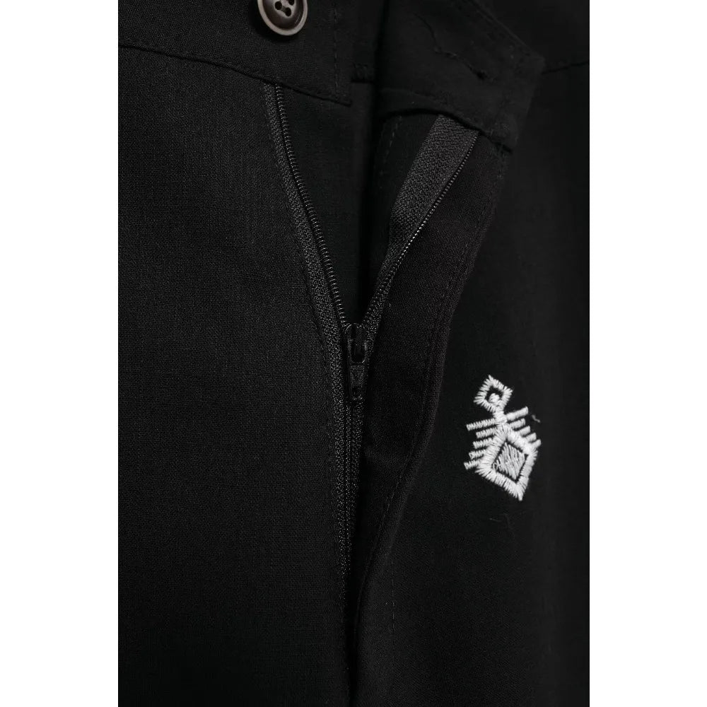 Conjunto Elegance: casual com 2 peças bordados com camisa tipo top de manga curta e lapela combinando calças largas