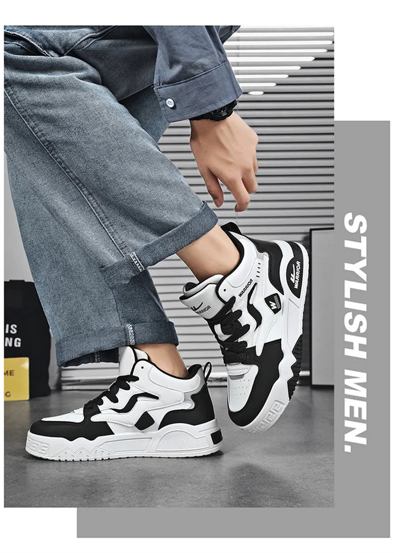 Novo Tênis quatro estações masculino, confortável, tênis de plataforma, vulcanizados branco.