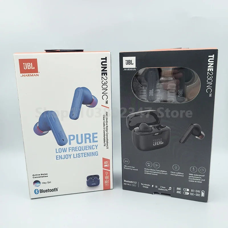 Fones de ouvido Bluetooth sem fio JBL Tune 230NC TWS originais, som estéreo esportivo, com microfone, edição HK