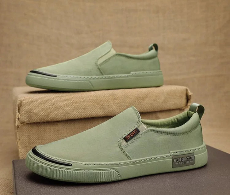 Tênis Vulcanizados de Lona Plimsoll masculino: respirável, de lazer, mocassins, moda primavera e outono