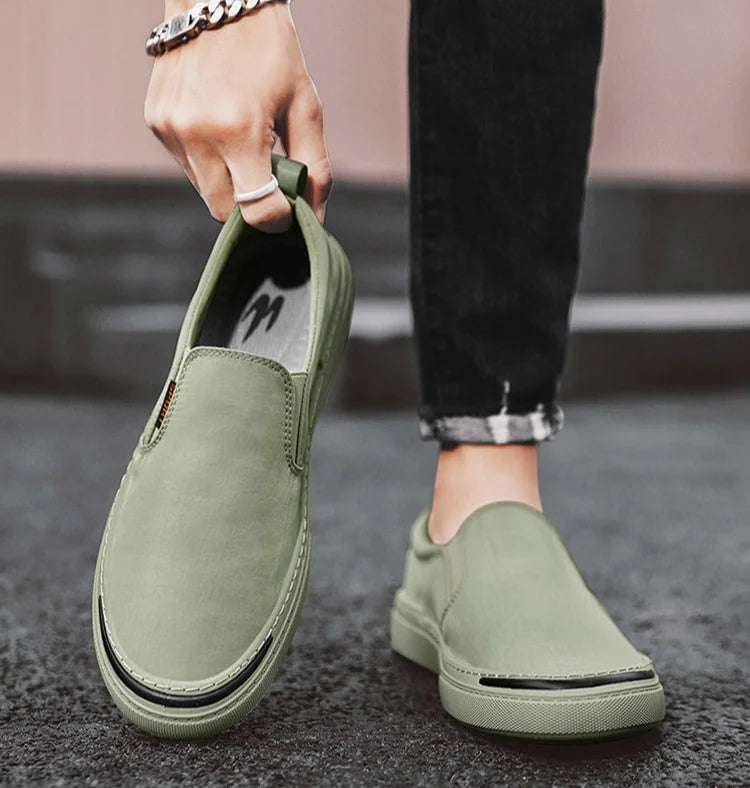 Tênis Vulcanizados de Lona Plimsoll masculino: respirável, de lazer, mocassins, moda primavera e outono