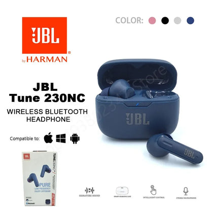 Fones de ouvido Bluetooth sem fio JBL Tune 230NC TWS originais, som estéreo esportivo, com microfone, edição HK