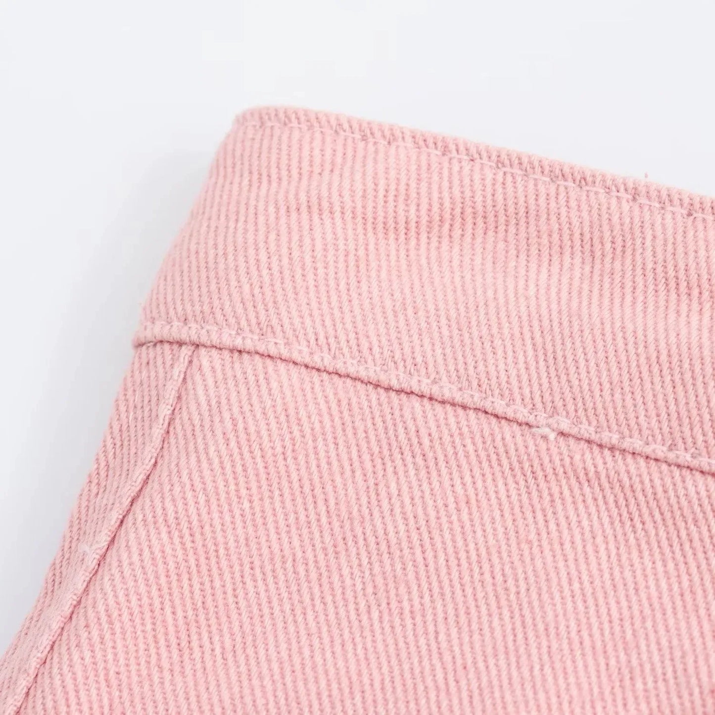 Conjuntos femininos em jeans: camisa gola com manga curta e bolso decoração +  shorts cintura média assimétrico