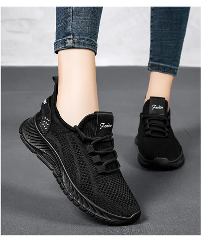 Tênis casual com designer feminino: esportivos, moda renda, de malha respirável.