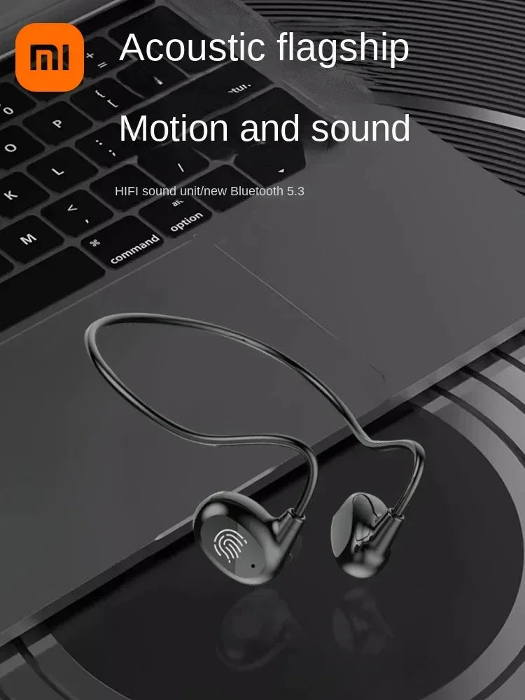 Fones de ouvido sem fio Xiaomi Bone Conduction Bluetooth 5.3 para pescoço, esportivo, estéreo, com microfone.