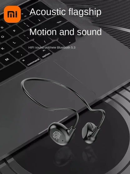 Fones de ouvido sem fio Xiaomi Bone Conduction Bluetooth 5.3 para pescoço, esportivo, estéreo, com microfone.