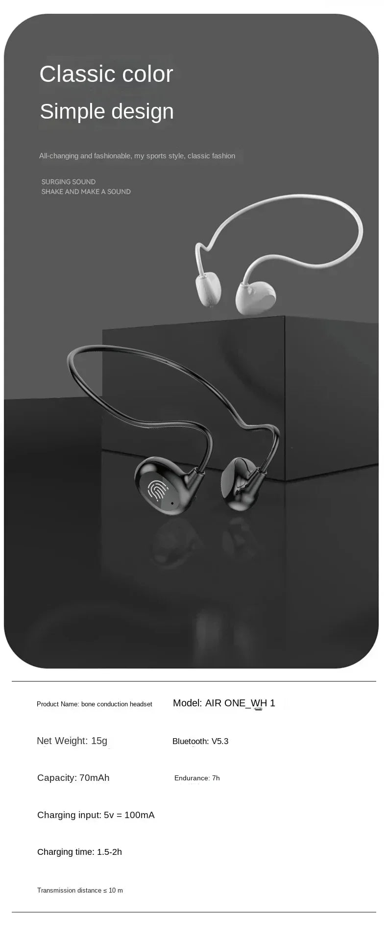 Fones de ouvido sem fio Xiaomi Bone Conduction Bluetooth 5.3 para pescoço, esportivo, estéreo, com microfone.