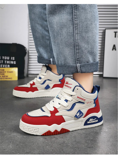 Novo Tênis quatro estações masculino, confortável, tênis de plataforma, vulcanizados branco.