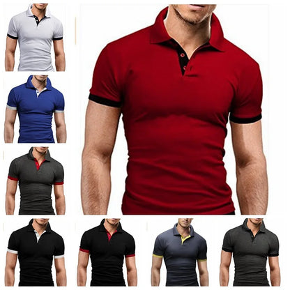 Camisa polo masculina, casual, respirável, manga curta
