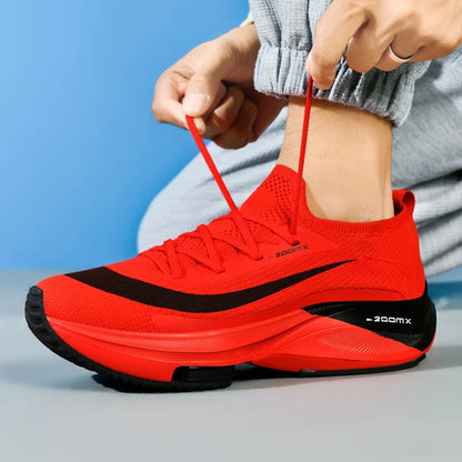 Tênis de corrida masculino: malha respirável, confortável, plana.