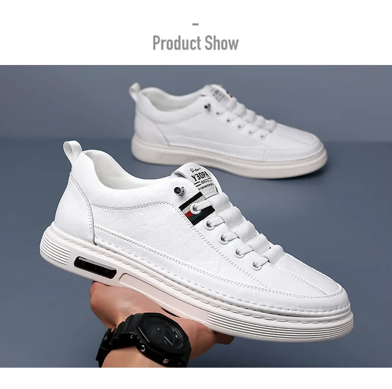 Novo Casual masculino: em couro, antiderrapante, impermeável, confortável, sola plana.