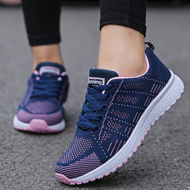Tênis feminino moda casual: tênis com rendas, respiráveis.