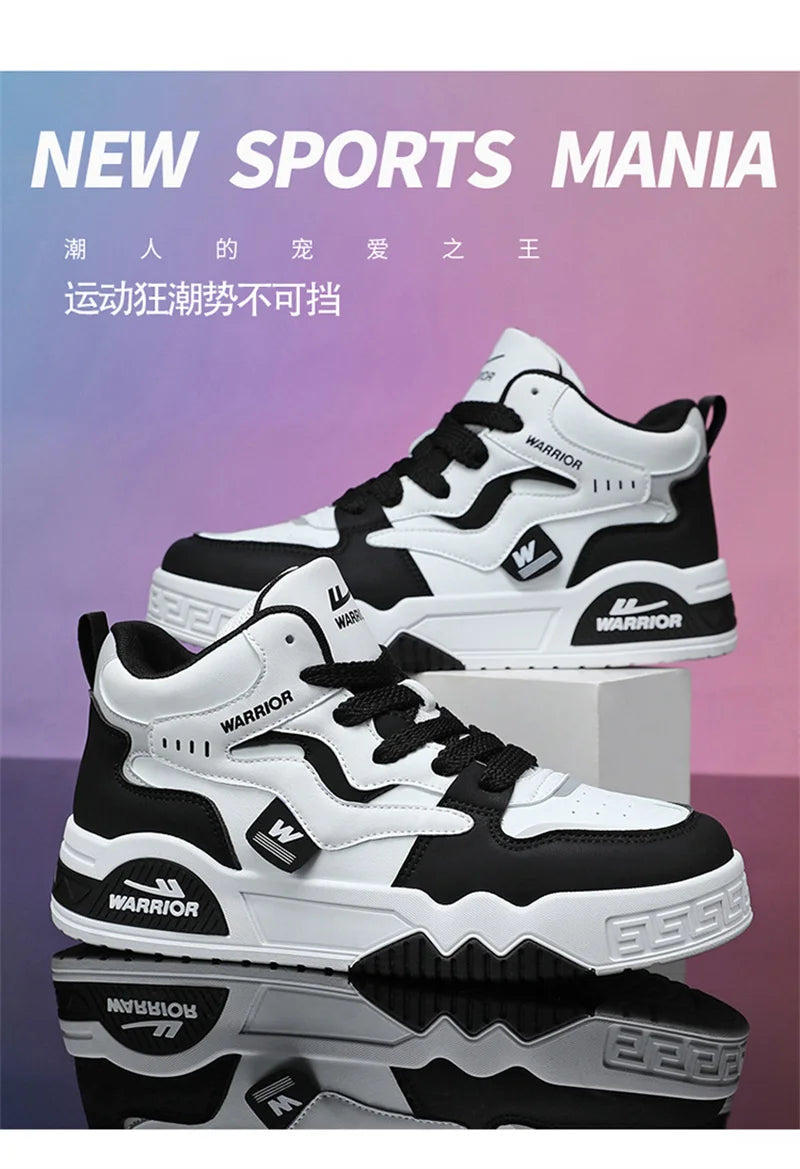 Novo Tênis quatro estações masculino, confortável, tênis de plataforma, vulcanizados branco.