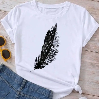 Fashion Clothes Summer Spring Flower 90s Tee Ladies Cartoon Clothing Short Sleeve Graphic T Shirt Women T-shirt Female Top