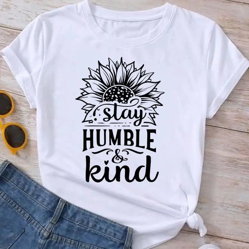 Fashion Clothes Summer Spring Flower 90s Tee Ladies Cartoon Clothing Short Sleeve Graphic T Shirt Women T-shirt Female Top