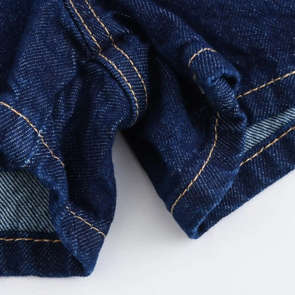 Conjunto feminina em jeans: camisa colarinho degotado com manga curta e bolso decoração + shorts cintura média assimétricos