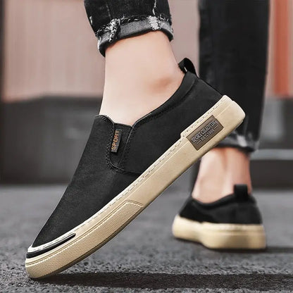 Tênis Vulcanizados de Lona Plimsoll masculino: respirável, de lazer, mocassins, moda primavera e outono