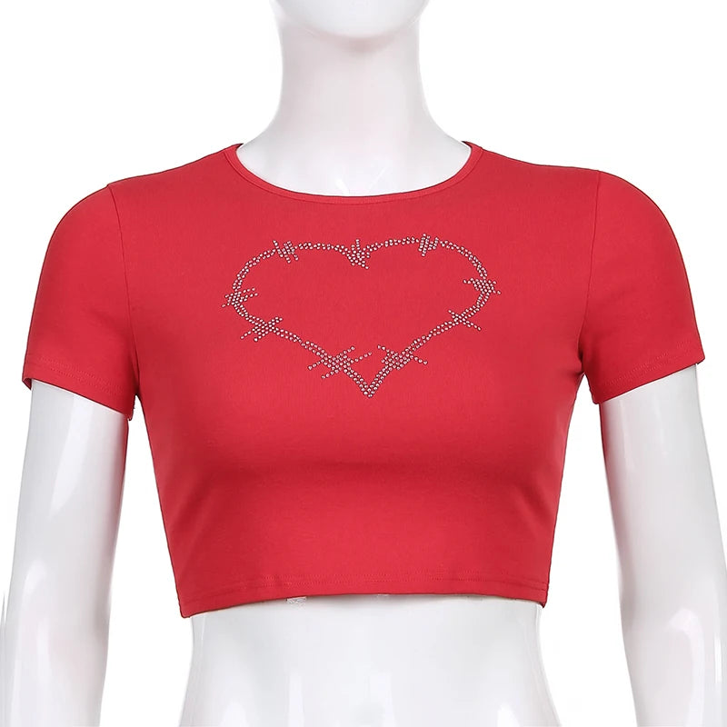 Y2K Women Backless Hollow Out T Shirt Sexy Bandage Crop Tops O-neck Tshirt Black Streetwear Short Sleeve Slim Bodycon T-shirt