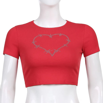 Y2K Women Backless Hollow Out T Shirt Sexy Bandage Crop Tops O-neck Tshirt Black Streetwear Short Sleeve Slim Bodycon T-shirt