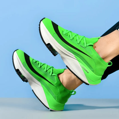 Tênis de corrida masculino: malha respirável, confortável, plana.